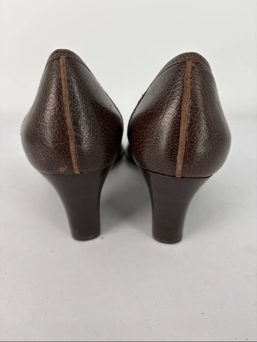 🐦‍⬛ Via Spiga Dark Brown Leather Mid Heel Loafer Pump
